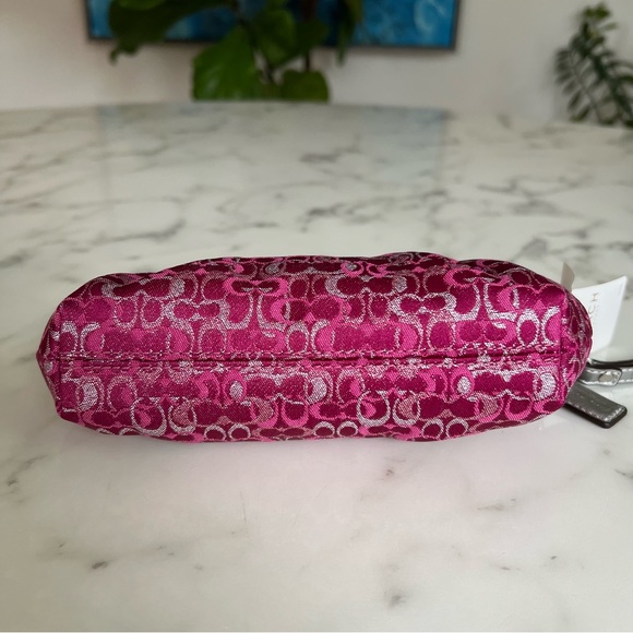 NTW COACH Vintage Optic Mini Signature Lurex Framed Kisslock Clutch Raspberry - Picture 6 of 12